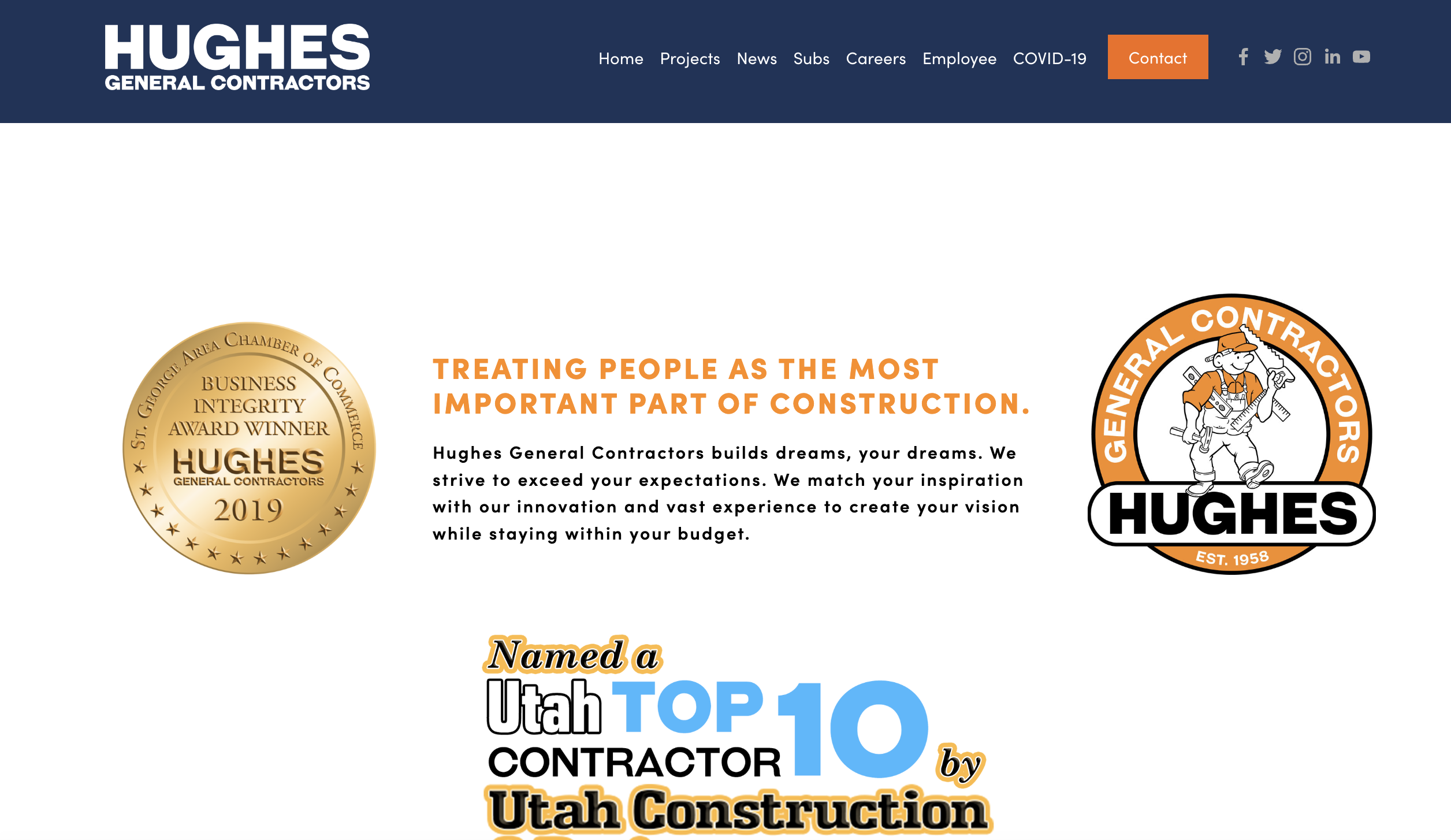 Captura de Imagen del Sitio Web de Construcción de Hughes General Contractors